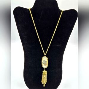 KENDRA SCOTT Necklace Gold Tone Mother of Pearl Oval Pendant with Tassle